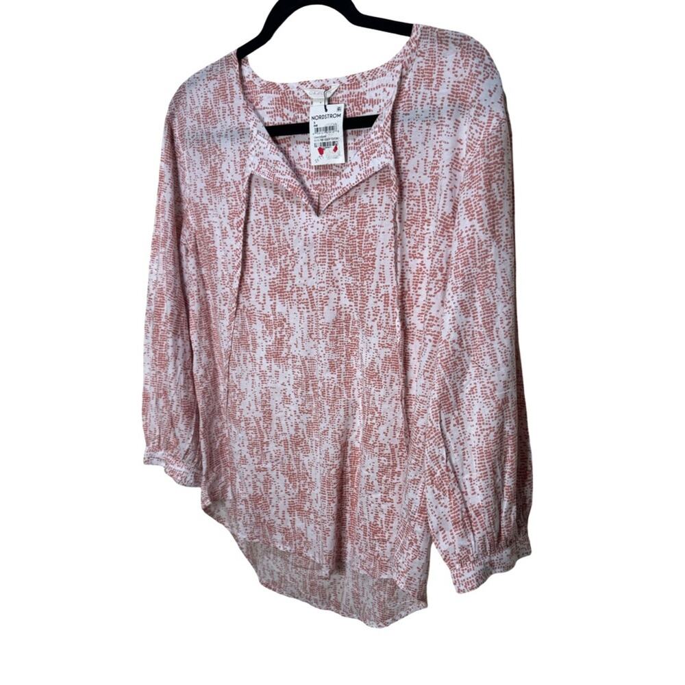 Caslon White & Pink Desert Texture Peasant Top Size S - Picture 4 of 6